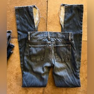 Free People Slit seam distressed blue jeans split seam bottom size 24 0